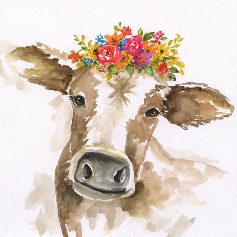 Picture of Watercolor Cow Wall Art